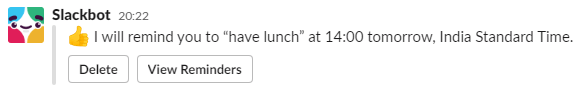 Slack reminder notification example